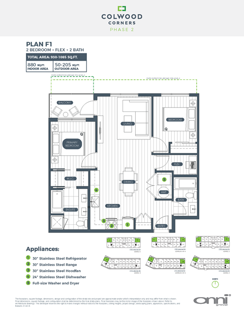 Floor plan for 2 beds, 2 baths, 880 sqft